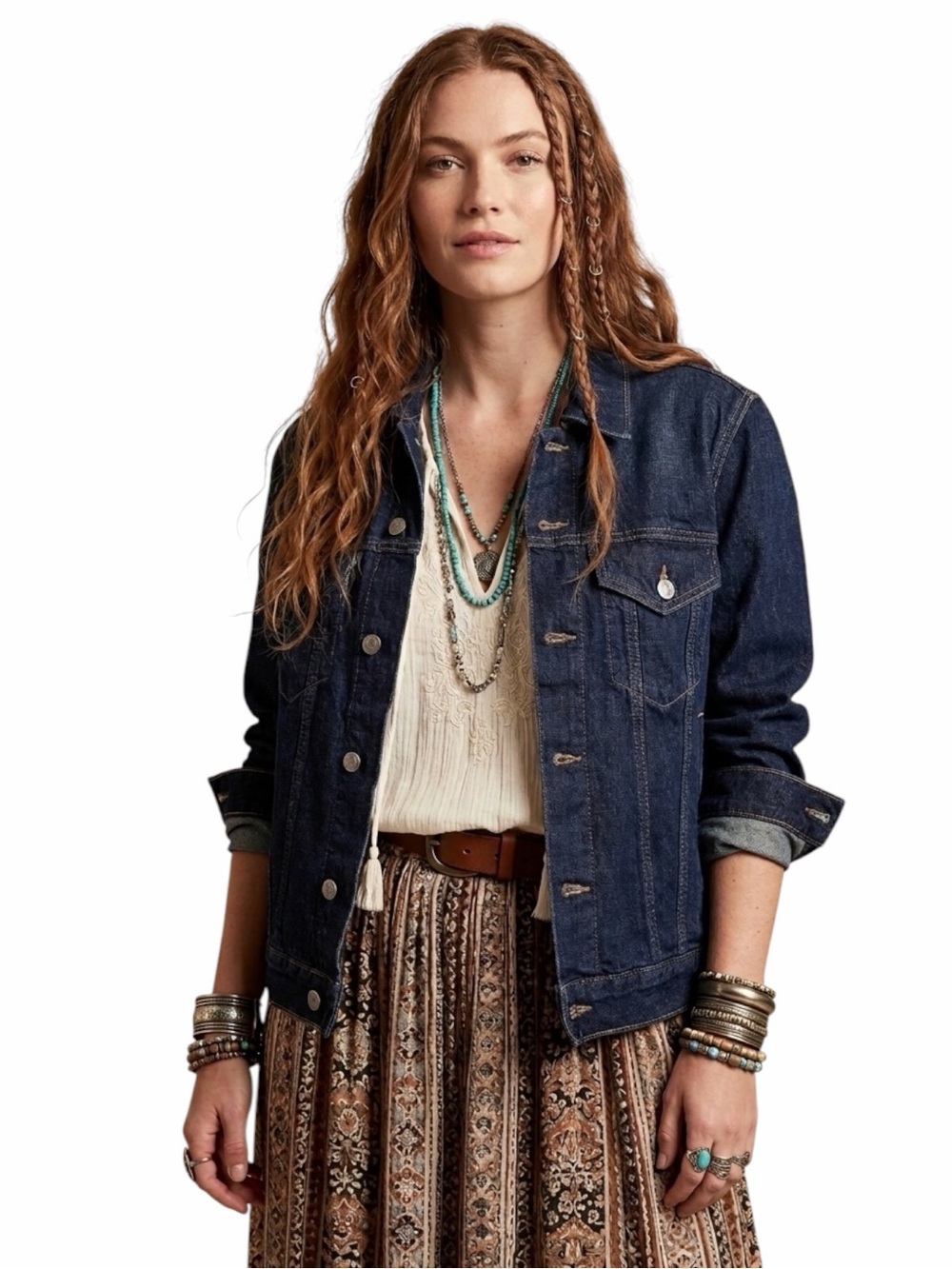 Old Navy women’s Classic Jean Jacket Dark Indigo boho fall deep Denim Sz M NWT